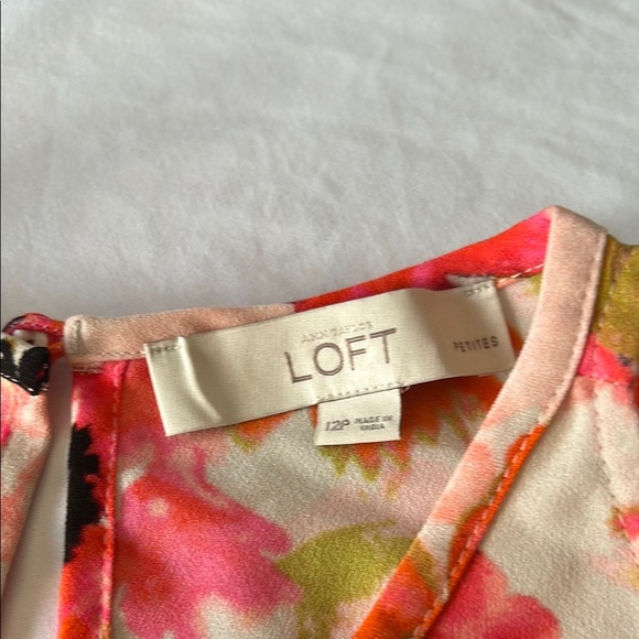 LOFT Orange Pink A-Line Knee-Length Skirt - Picture 7 of 9